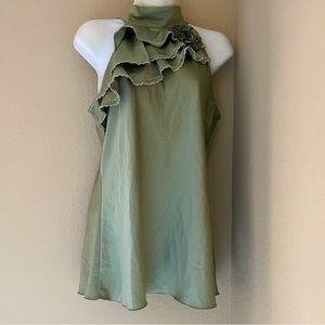 B wear halter neck lace trim top blouse